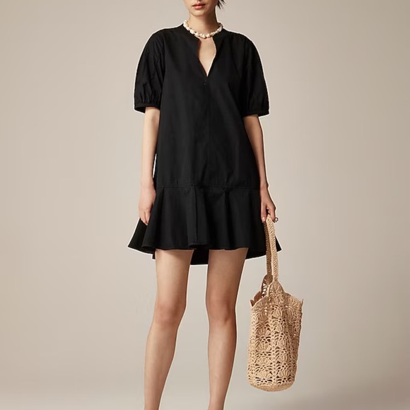 NWT J. Crew Delilah Black Dress in Cotton Poplin Size Large - Picture 2 of 13